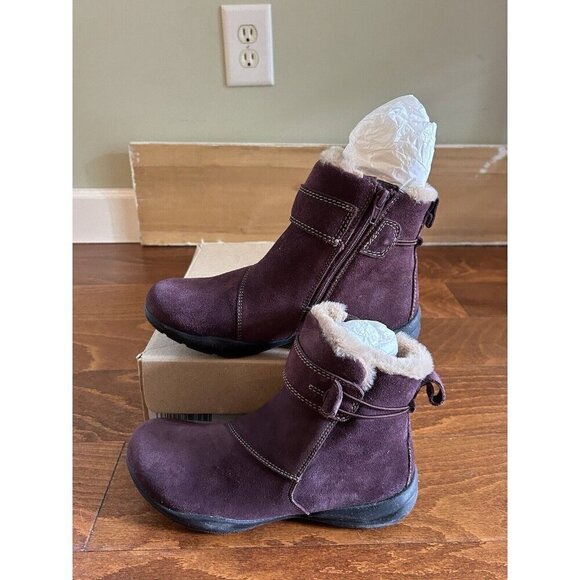 Clarks Women's Roseville 6.5 M Ankle Boot Fur Lined Mahogany Slip On NEW - Picture 3 of 11